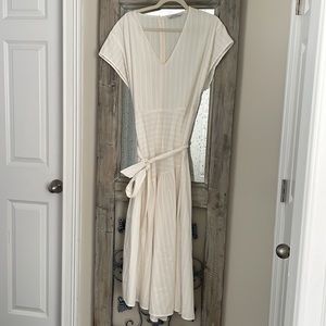 Zara Woman White and Ivory Wrap Dress Large